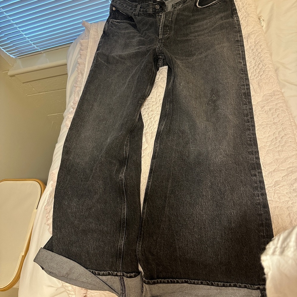 Agolde Charcoal Wide-Leg Jeans